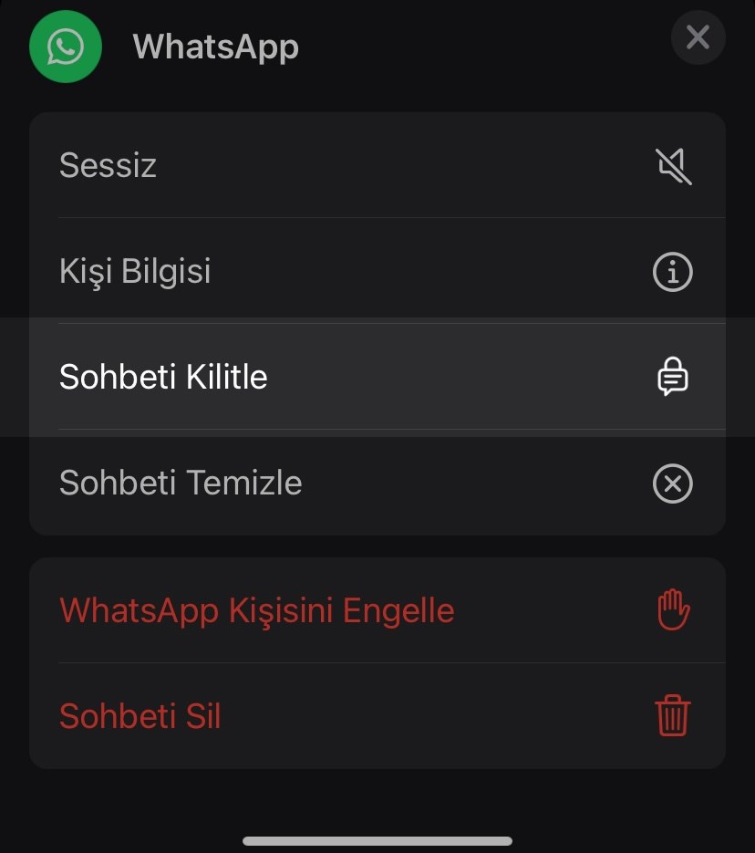 WhatsApp Sohbet Kilitleme Özelliği
